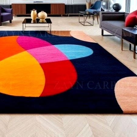 Handcrafted Abstract Color Block Modern Area Rug